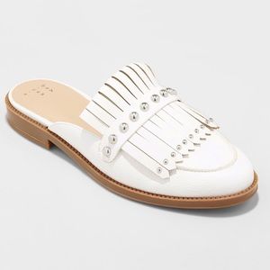 White Faux Leather Fringed Mules from A New Day, Size 9